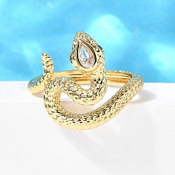 Манжеты из латуни с микро паве кубический цирконий для женщин RJEW-D301-31G