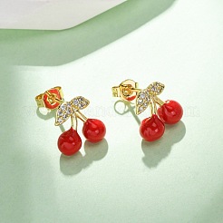 Латунные микро проложить серьги стержня кубического циркония EJEW-D322-05G-02