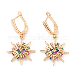 Латунные микро проложить серьги обруча кубического циркония EJEW-K300-15G