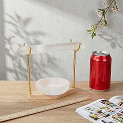 1 ensemble de présentoirs en fer avec base en bois en forme de losange pour bar en sélénite naturelle&nbsp;ODIS-MA0001-04A