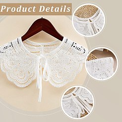 取り外し可能なポリエステル刺繍レディースカラー  ミニマント  服飾材料  ホワイト  450x150mm&nbsp;DJ-PW-WG59603-03
