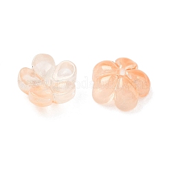染色・加熱ガラスビーズキャップ  5  - 花びらの花  桃パフ  10x10x5mm  穴：1.4mm&nbsp;GLAA-C042-01A