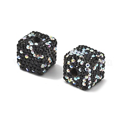 Бусины из полимерной глины в форме куба со стразами CLAY-NH0001-08J