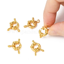真鍮のスプリングリングの留め金  ゴールドカラー  11x5mm  チューブベイル: 8.5x4.5x1.5mm  穴：2mm&nbsp;KK-L082B-01G