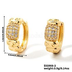 Элегантные прямоугольные серьги-кольца из латуни с прозрачным кубическим цирконием XT4885-2