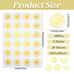 20 лист 5-х видов самоклеящихся наклеек из золотой фольги DIY-CP0010-86