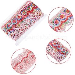 4~4.5 m de bordure en dentelle de polyester de style ethnique avec paillettes colorées&nbsp;OCOR-GF0002-39B
