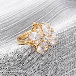 Вращающиеся кольца для пальцев с микропаве из кубического циркония из латуни RJEW-S636-06G