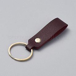 鉄とPUレザーのキーホルダー  長方形  ココナッツブラウン  9.5cm&nbsp;KEYC-WH20005-01C