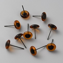 ガラス工芸ニードルフェルトの目  鉄のピン付き  人形作りアクセサリー  半円  チョコレート  22x12mm&nbsp;DOLL-WH0002-07J-02