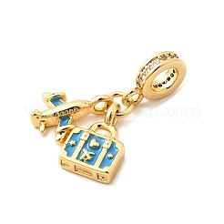 Латунные подвески из глубокой голубой эмали европейского цвета KK-F904-23G