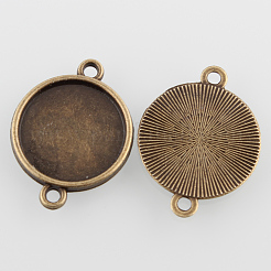 Supports de connexion plats en alliage de cabochon rond&nbsp;X-PALLOY-N0087-03AB-NF
