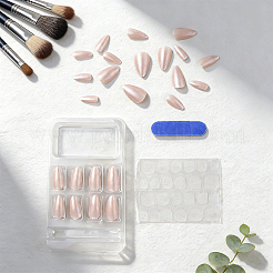 1袋入り ABSプラスチック製マーメイドメタリック効果プレスオンつけ爪  ネイルアートの装飾の付属品  マスキングテープとマニキュアファイル付き  木製マニキュアスティック1本付き  ダークサーモン  16~22x6.5~13.5x2.5~4.5mm&nbsp;MRMJ-CP0001-63