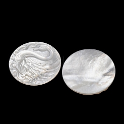 Natürliche weiße Muschel-Cabochons geschnitzt&nbsp;SHEL-G024-03C