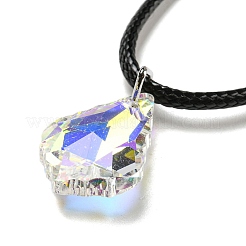 ワックスコードのネックレス  K9ガラスペンダントネックレス  菱形  ミックスカラー  17.72インチ（45cm）&nbsp;NJEW-P310-05P