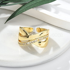 Кольца-манжеты для женщин с покрытием из латуни с микропаве из прозрачного кубического циркония RJEW-M028-78G