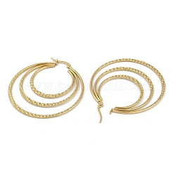 Серьги-кольца из нержавеющей стали 201 с вакуумным покрытием PVD для женщин EJEW-F345-15G