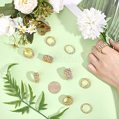 10 шт. 5 стиля регулируемых колец из сплава со стразами для женщин&nbsp;RJEW-ME0001-02G