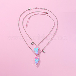 2 шт. модные эмалевые ожерелья с магнитным кулоном в виде сердца из сплава для женщин&nbsp;FS-WGD1691-01