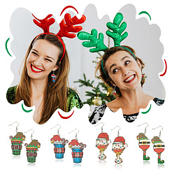 4 пара рождественских железных сережек-подвесок для женщин&nbsp;EJEW-TA00594