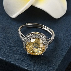 925 серебряное кольцо с кубическим цирконием в микропаве RJEW-B134-01A-01