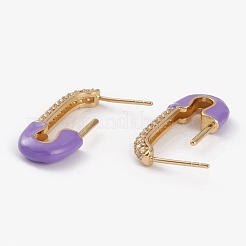 Messing Micro Pave klare Zirkonia Halb Creolen&nbsp;EJEW-C502-06G-A