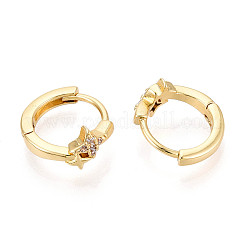 Серьги-кольца из латуни с прозрачным фианитом и прозрачным фианитом&nbsp;EJEW-N063-03G-01