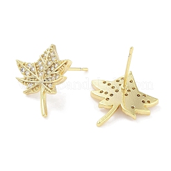 Aretes de circonita cúbica transparente con micropavé de latón para mujer&nbsp;EJEW-S217-D05