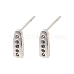 Серьги-гвоздики из латуни с микропаве из прозрачных кубических цирконий в форме капли&nbsp;EJEW-H180-26P