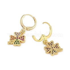Orecchini a cerchio da donna in ottone con micro pavé di zirconi cubici&nbsp;EJEW-B067-01G-05
