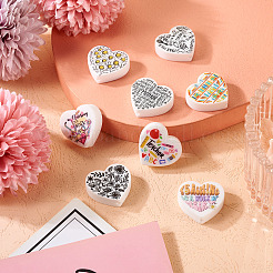 8 шт. 8 стильных силиконовых фокусных бусины в форме сердца SIL-TA0001-70