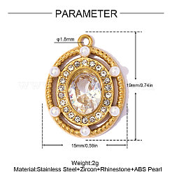 Pendentifs en acier inoxydable 304 micro pavés de zircones cubiques transparentes&nbsp;CU-OY002-22G-02