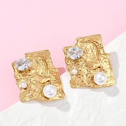 Серьги-гвоздики из нержавеющей стали 304 с кубическим цирконием EJEW-Z110-03G-01