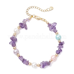Braccialetti di perline di ametista naturale per le donne&nbsp;BJEW-JB12309-03