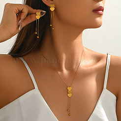 Ensemble élégant en acier inoxydable comprenant un collier lariat&nbsp;LF0816