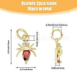 16 шт. 8-цветные латунные подвески с микропаве из кубического циркония&nbsp;KK-DC0003-69
