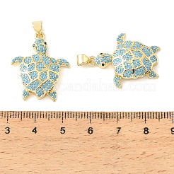 Colgantes de circonita cúbica azul cielo con micro pavé de latón&nbsp;CU-CBA6938-05G-03