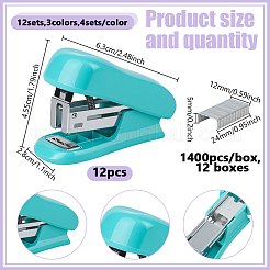 12 шт. 3-цветный пластиковый и железный офисный степлер&nbsp;AJEW-GO0003-06