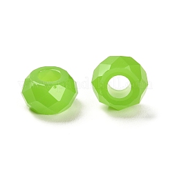レジンヨーロピアンビーズ  大穴ビーズ  多面カット  ロンデル  芝生の緑  13.5x8mm  穴：5.5mm&nbsp;RESI-B020-06F