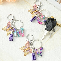 Брелки из прозрачной эпоксидной смолы с буквами и бабочками KEYC-YW00001