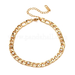Bracelets à maillons gourmette en acier inoxydable 304 ornés de strass pour femmes&nbsp;BJEW-L721-01G