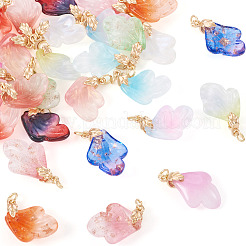 28 шт. 14-х цветные подвески ручной работы в форме листьев в технике лэмпворк&nbsp;PALLOY-TA00160