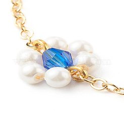 Жемчужные ракушки и акриловые бусины браслеты с цветочными звеньями X1-BJEW-TA00003-03