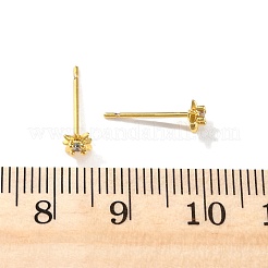 Серьги-гвоздики из прозрачного кубического циркония с микропаве из латуни в форме звезды&nbsp;EJEW-D318-08G