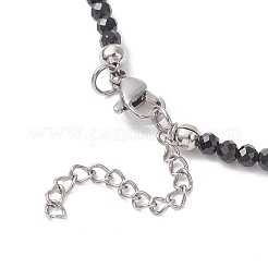 Женские ожерелья из латунных и граненых бусин из натуральной черной шпинели NJEW-JN05657-02