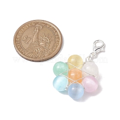 Подвеска из натуральной селенитовой проволоки в цветочной проволоке HJEW-TA00222