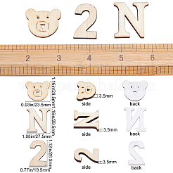 Cabochons alphabet en bois de pin&nbsp;WOOD-GF0001-22