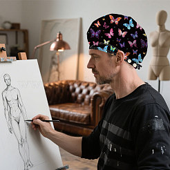 2 шт. 2 стиля хлопковые регулируемые набивные шапки с принтом рабочие кепки для женщин и мужчин&nbsp;AJEW-DR0002-52C