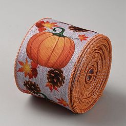 Ленты с тыквой и принтом из полиэстера ко Дню благодарения SRIB-WH20020-001B