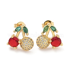 Латунь кубического циркония серьги стержня&nbsp;EJEW-Q017-03B-G